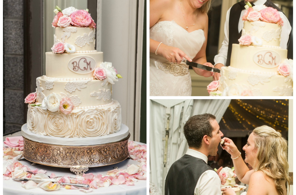 Madeline & Ben’s Elegant Lace Wedding Cake