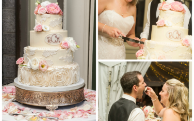 Madeline & Ben’s Elegant Lace Wedding Cake