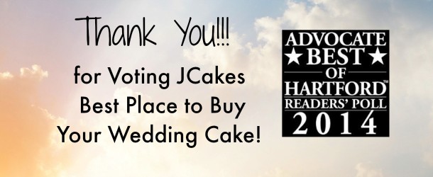 JCakes voted “Best Place to Buy Your Wedding Cake” by the New Haven Advocate Poll