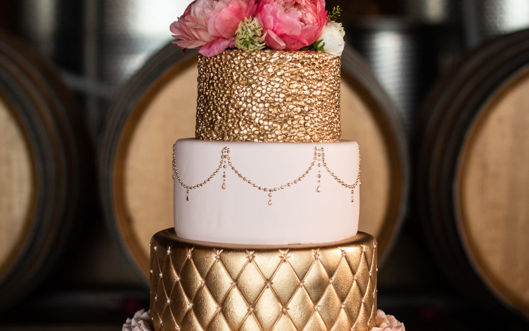 Michele and John’s Blush and Gold Wedding Cake