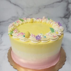 8" Round Lemon Raspberry Cake in Pastels
