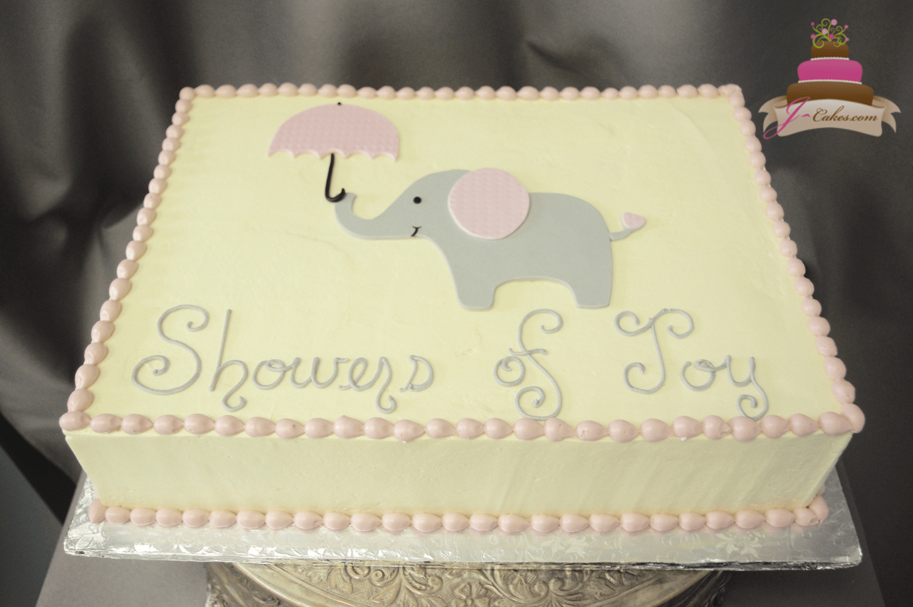 (247) Flat Elephant Baby Shower Cake