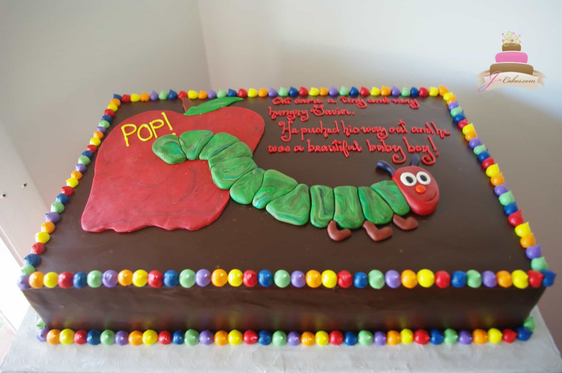 (224) Caterpillar Baby Shower Cake