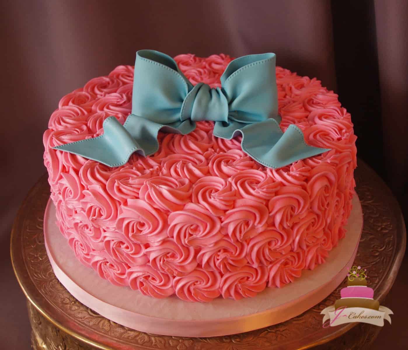 (232) Gender Reveal Rosette Cake