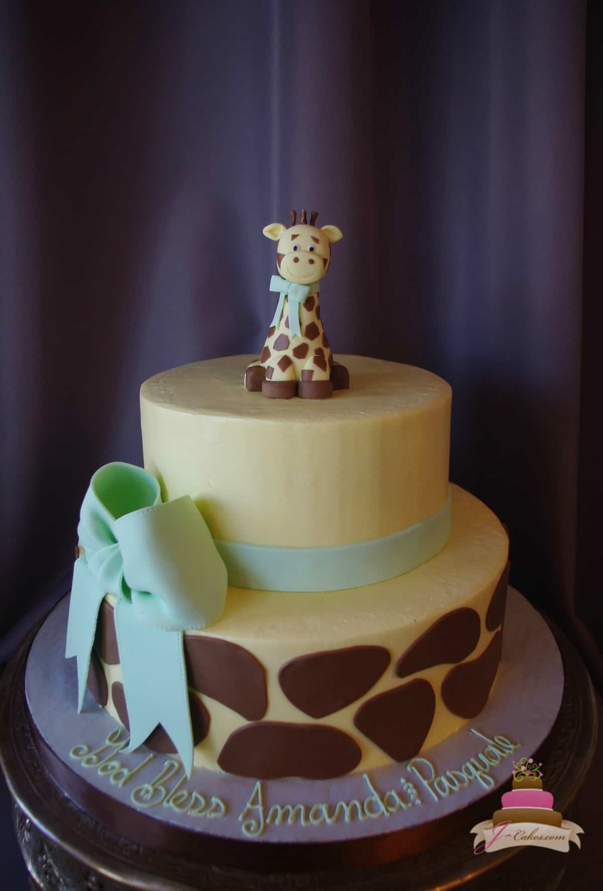 (233) Giraffe Theme Baby Shower Cake