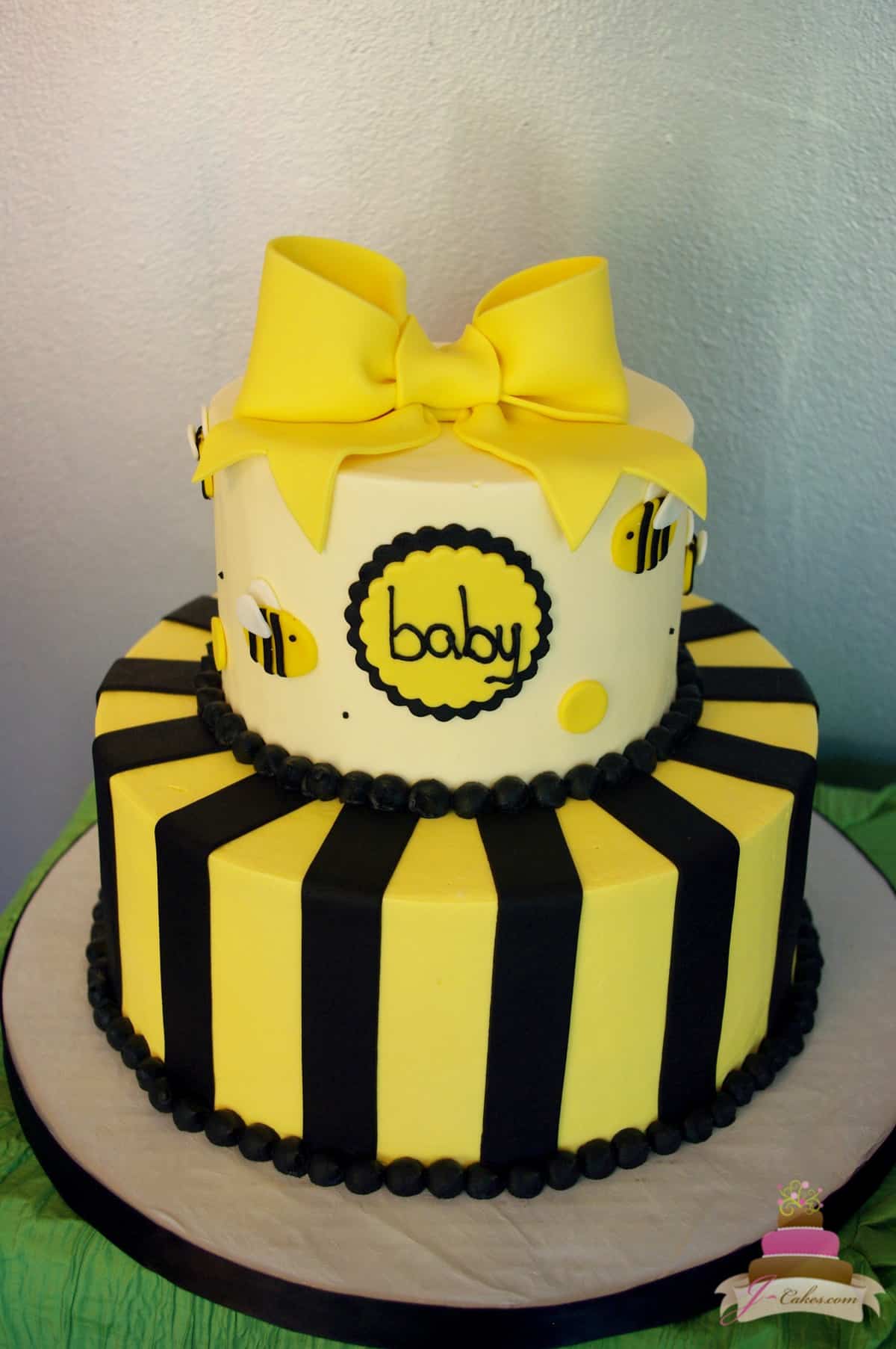 (226) Bumble Bee Theme Baby Shower Cake