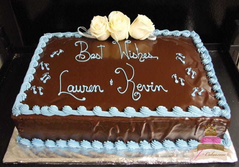 (207) Standard Baby Shower Cake with Flowers