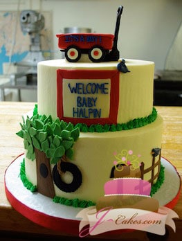 (210) Wagon Baby Shower Cake