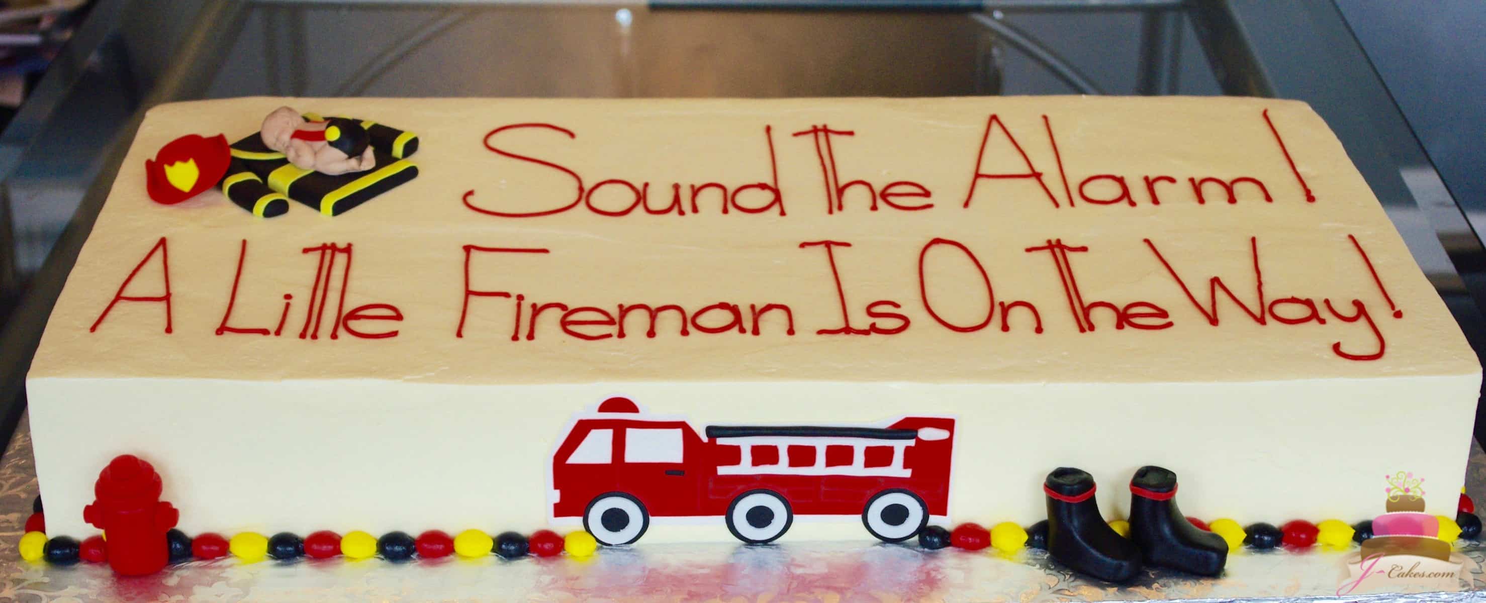(231) Fireman Theme Baby Shower Cake