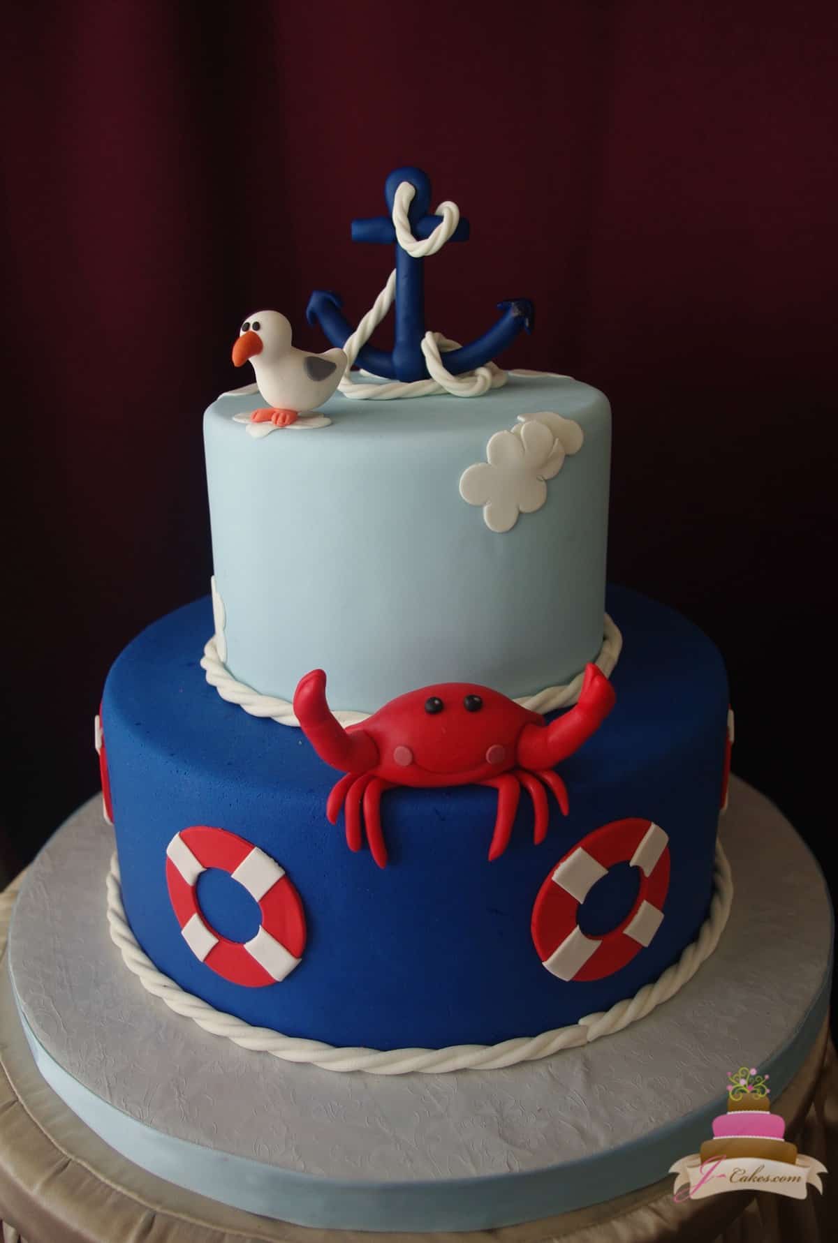 (225) Nautical Theme Baby Shower Cake
