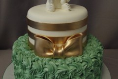 (251) Green and Gold Polar Bear Baby Shower Cake