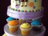 (217) Baby Shower Cupcake Tower with Fondant Figurines