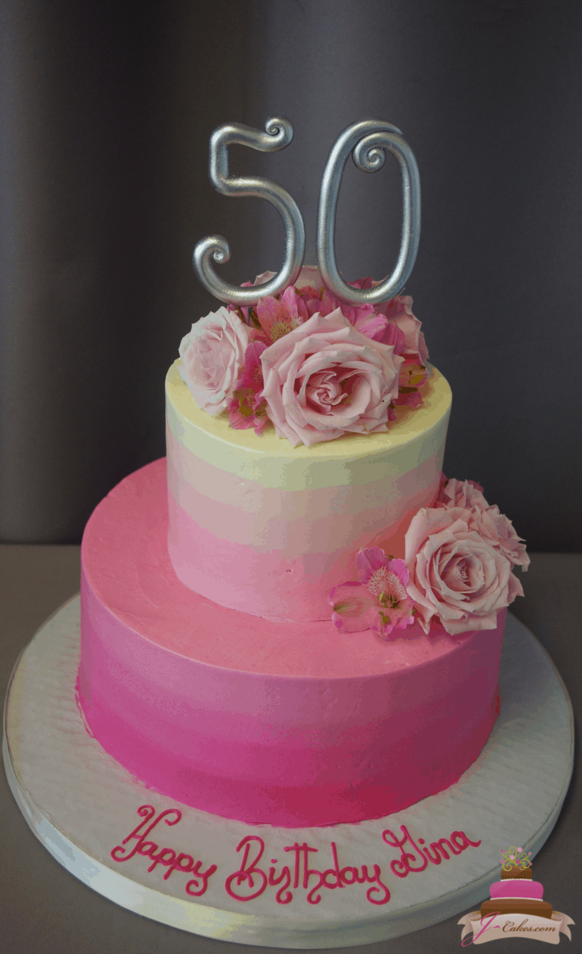 (193) Pink Ombre Buttercream Cake