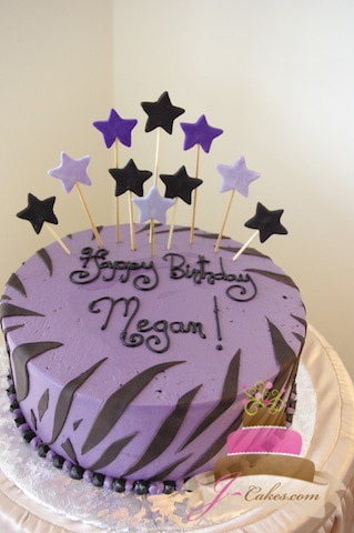 (112) Zebra Print Birthday Cake with Stars
