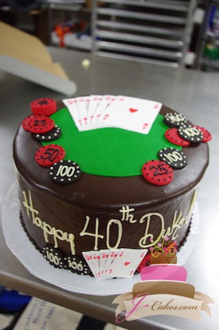 (122) Poker Table 40th Birthday Cake