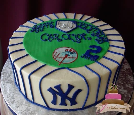 (137) NY Yankees Theme Birthday Cake