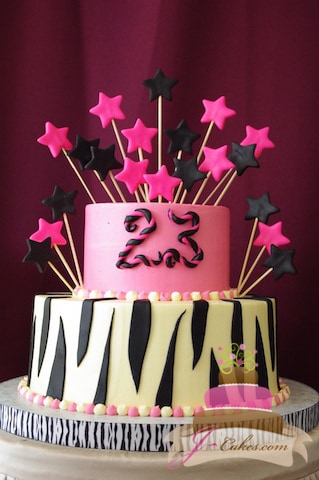 (151) Zebra Print 23rd Birthday Cake