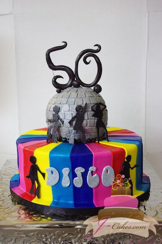 (139) Disco Theme 50th Birthday Cake