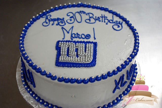 (140) NY Giants Theme Birthday Cake