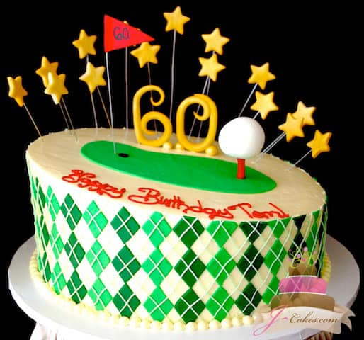 (141) Golf Theme 60th Birthday Cake