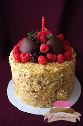 (157) Coconut and Fresh Berry Birthday Cake