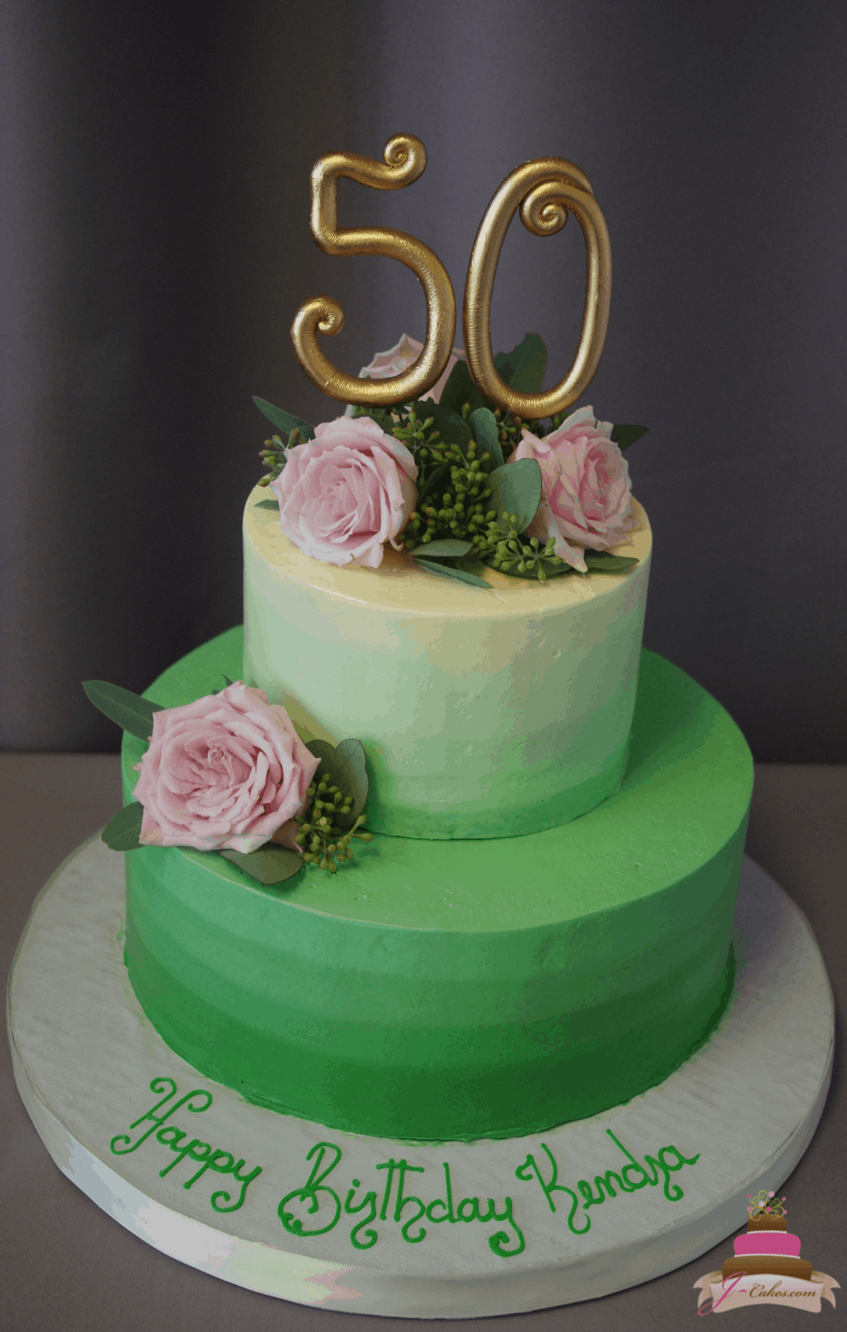 (192) Green Ombre Cake