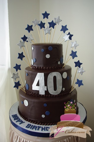 (113) Dots & Stars 40th Birthday Cake