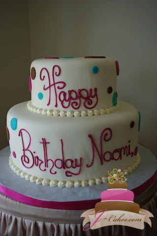 (125) Polka Dot Birthday Cake