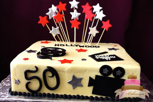 (145) Hollywood Theme 50th Birthday Cake