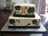 (101) Black Floral Damask Birthday Cake
