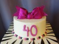 (167) Zebra and Fuschsia 40th Birthday Cake