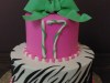(108) Zebra Print 17th Birthday Cake