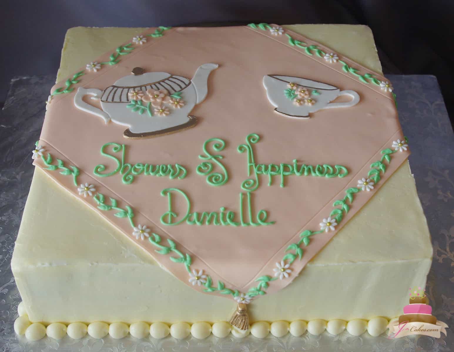 (317) Tea Party Bridal Shower Cake