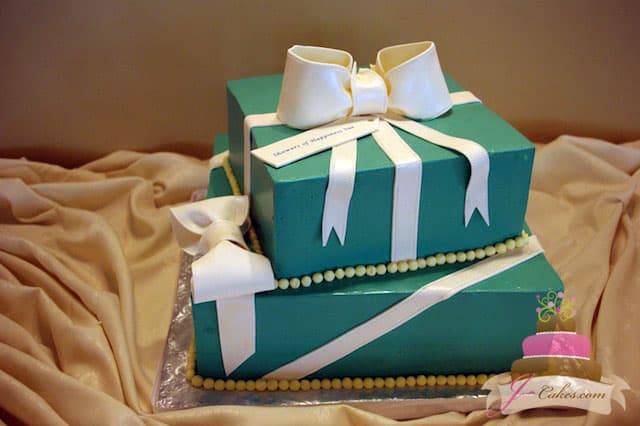 (310) Tiered Tiffany Gift Box Bridal Shower Cake