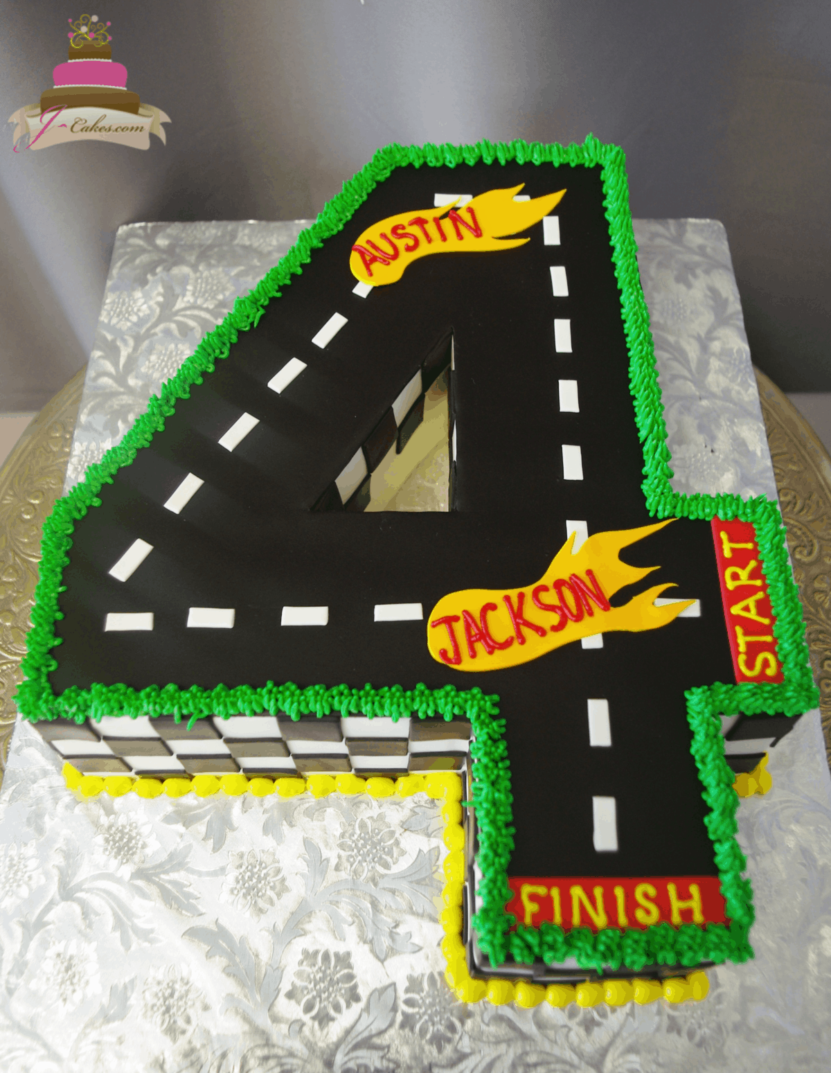 (536) Number Shaped Racetrack Cake