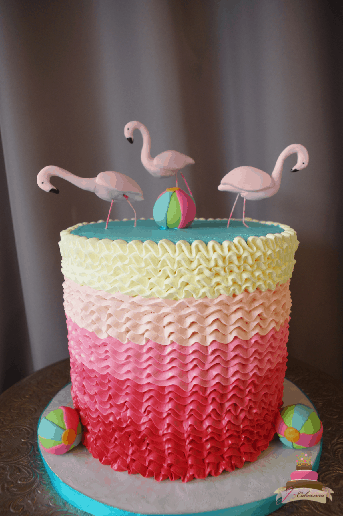 (558) Flamingo Ruffle Cake