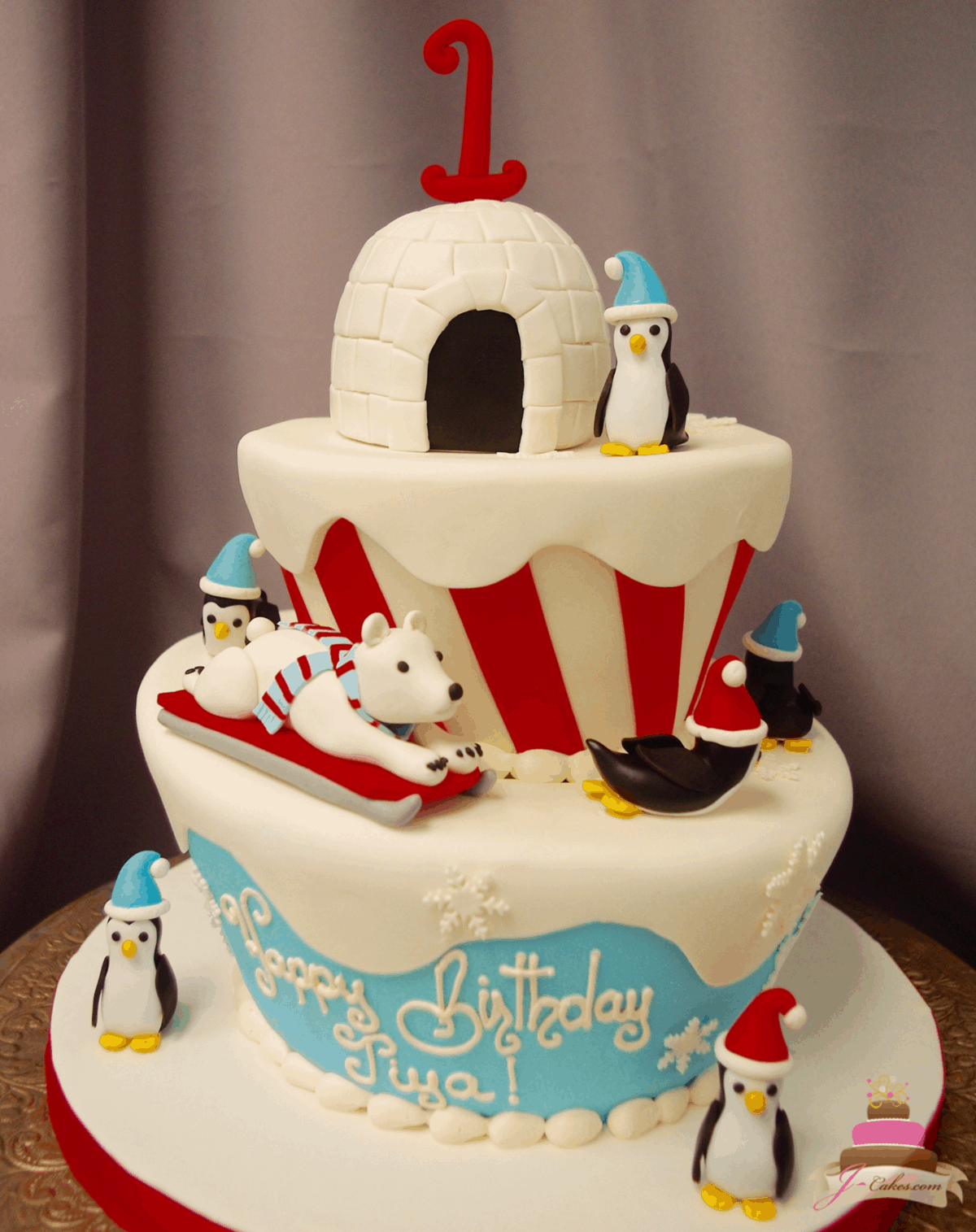 (564) Winter Theme Topsy Turvy Cake