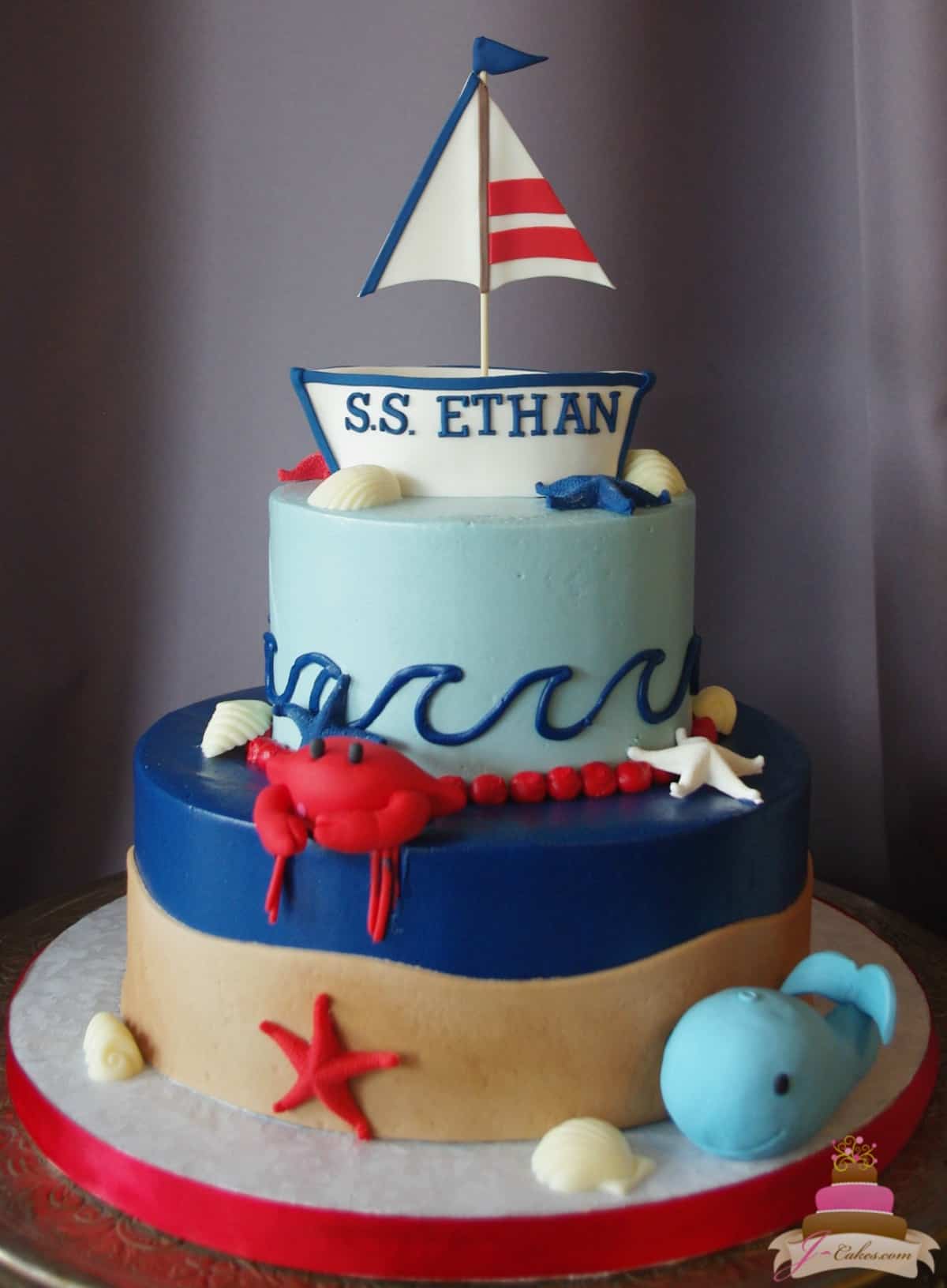 (507) Nautical Theme 1st Birthday Cake