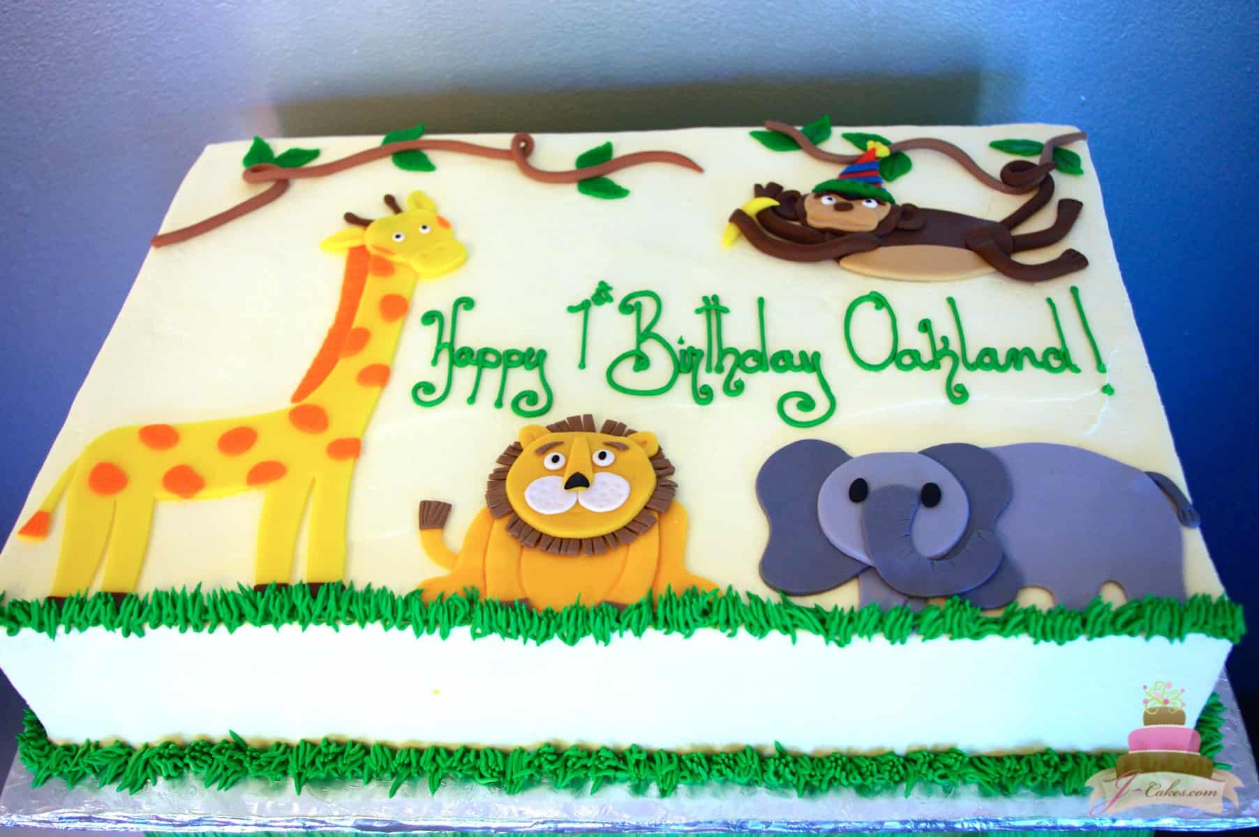 (485) Zoo Animal Theme Sheet Cake