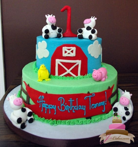 (409) Farm Theme Birthday Cake