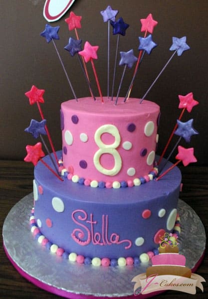 (410) Pink and Purple Birthday Cake