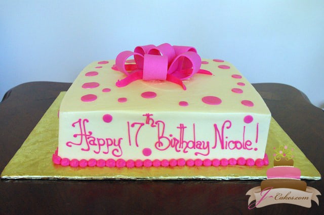 (415) Pink Polka Dot Birthday Cake