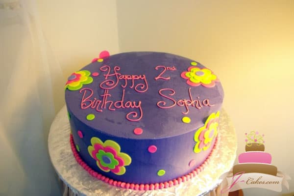 (420) Fondant Flower Birthday Cake
