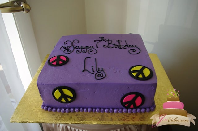 (424) Peace Sign Birthday Cake