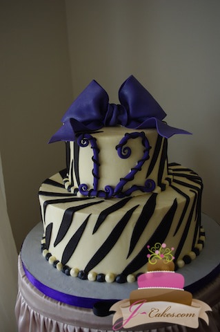 (427) Zebra Print Birthday Cake