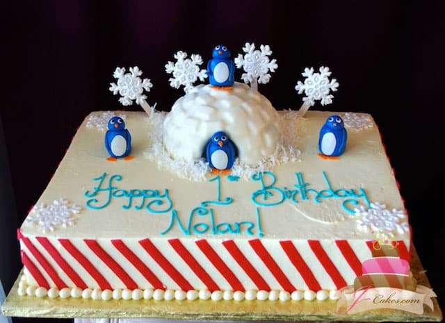 (446) Penguin Birthday Cake
