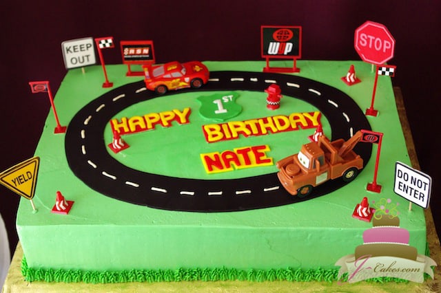 (455) Cars Racetrack Birthday Cake
