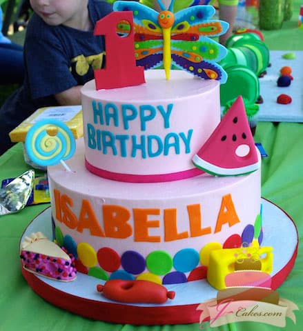 (460) Very Hungry Caterpillar Tiered Birthday Cake