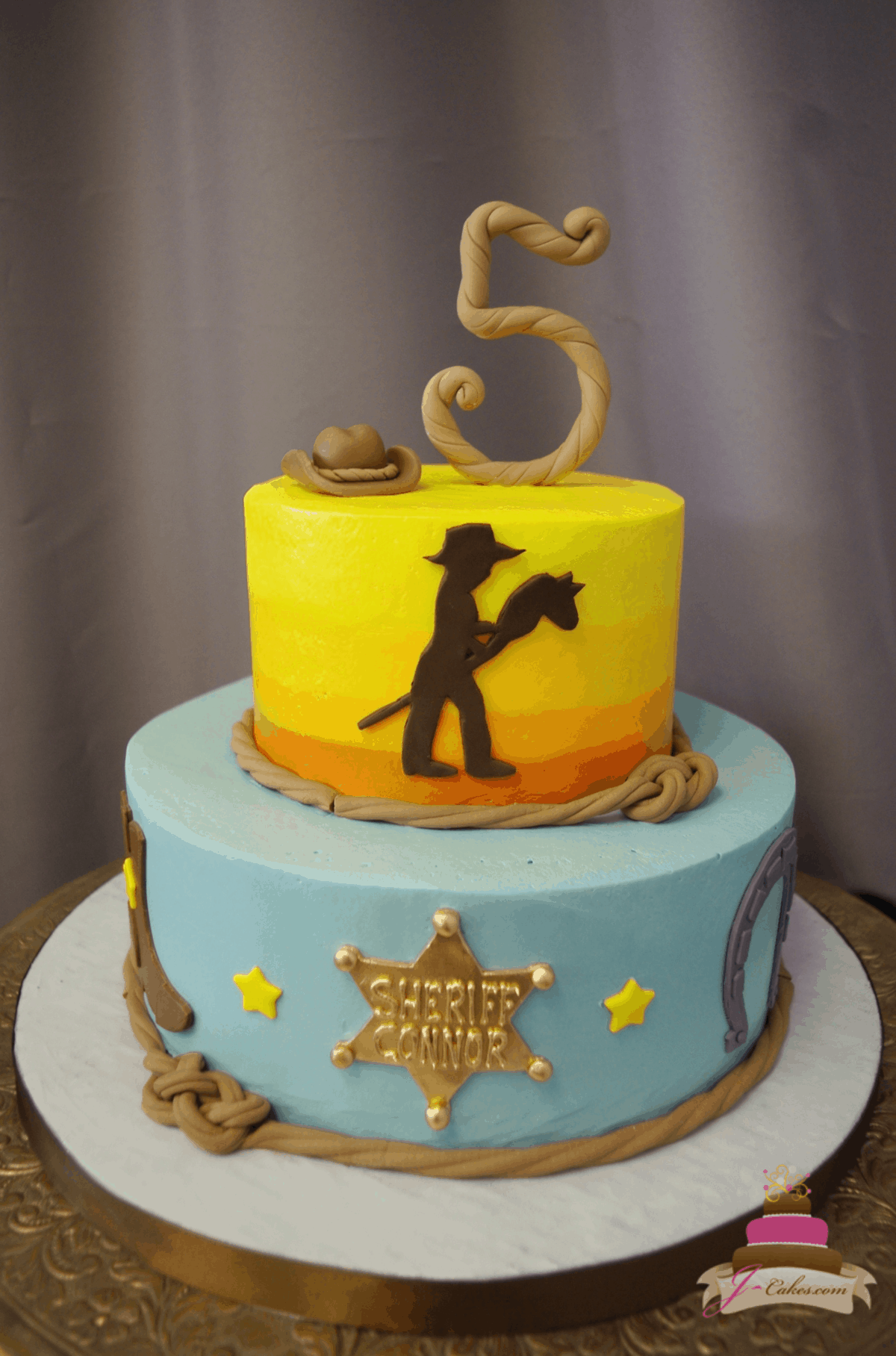 (563) Cowboy Theme Tiered Cake