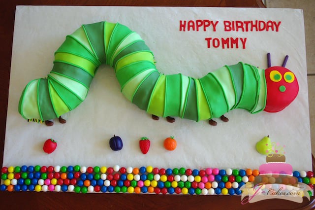 (459) Very Hungry Caterpillar Shaped Birthday Cake